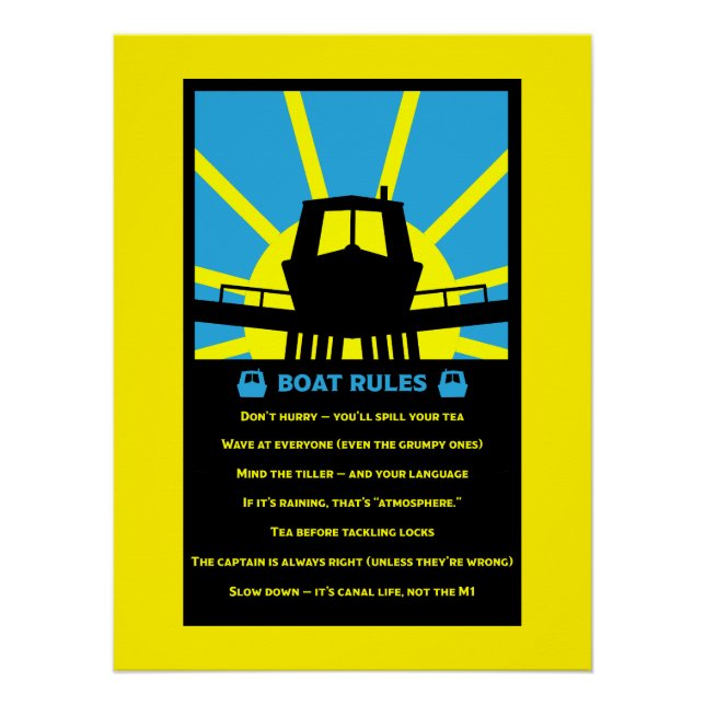 Narrowboat Funny Rules Poster (Vorderseite)