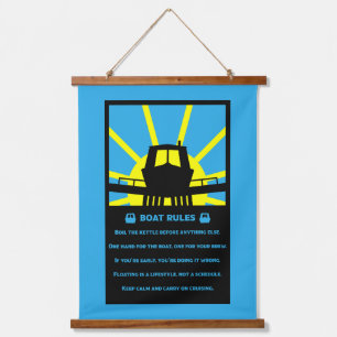 Narrowboat Funny Rules Wandteppich Mit Holzrahmen
