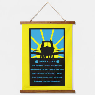 Narrowboat Funny Rules Wandteppich Mit Holzrahmen