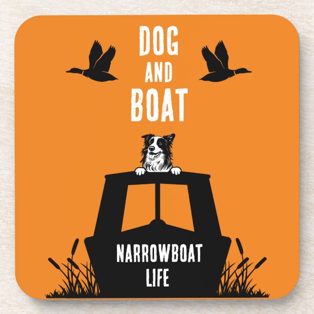 Narrowboat Kanalboat Hunde Liebhaber Getränkeuntersetzer (Vorderseite)