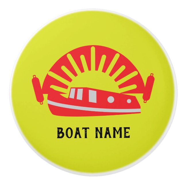 Narrowboat Kanalboot Living Doormat Schlüsselanhän Keramikknauf (Vorderseite)