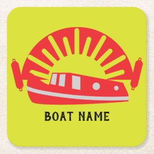 Narrowboat Kanalboot Living Doormat Schlüsselanhän Rechteckiger Pappuntersetzer