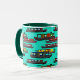 Narrowboats and Canal Barges Patterned Tasse