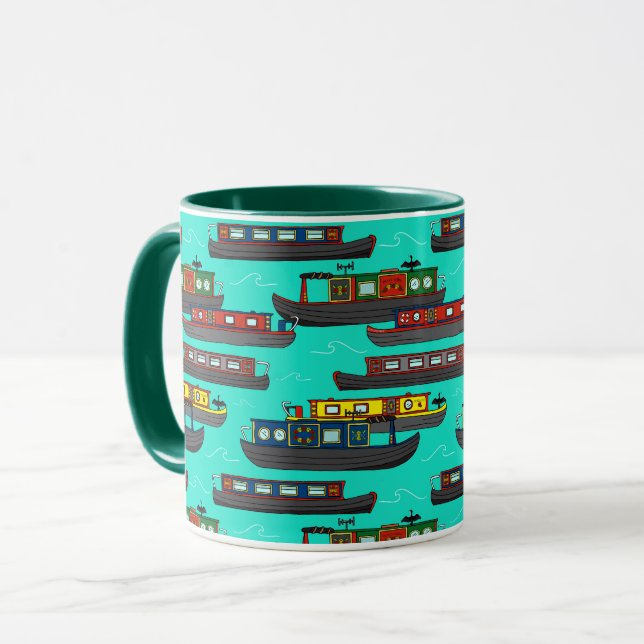 Narrowboats and Canal Barges Patterned Tasse (Vorderseite Links)
