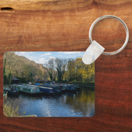 Narrowboats Moored at Salterhebble Basin Schlüsselanhänger