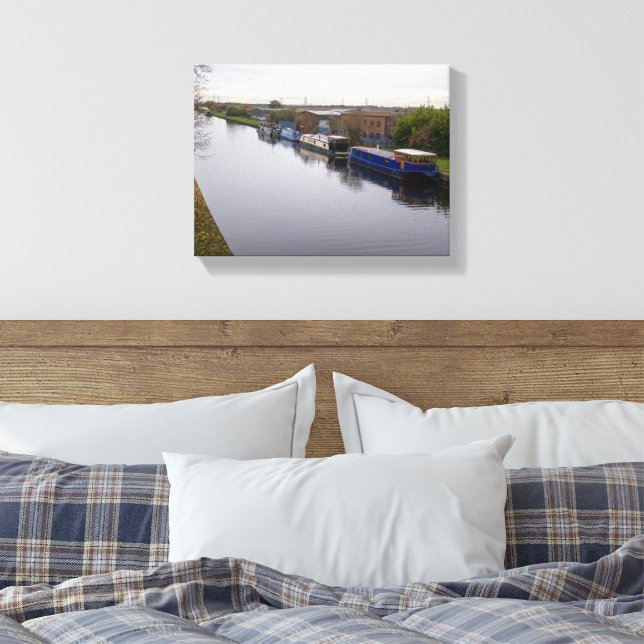 Narrowboats on the Knottingley and Goole Canal Leinwanddruck (Insitu (Schlafzimmer))