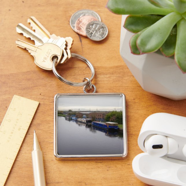 Narrowboats on the Knottingley and Goole Canal Schlüsselanhänger (Schreibtisch)