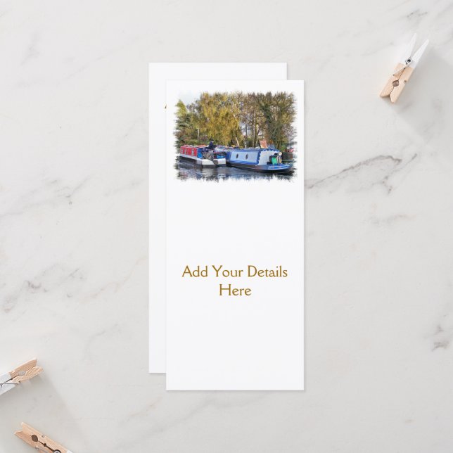 NARROWBOATS RACK CARDS (Vorderseite/Rückseite Beispiel)