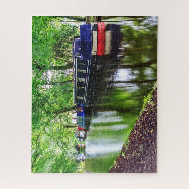 Narrowboote im Kanalbecken, Uppermill Puzzle (Vertikal)