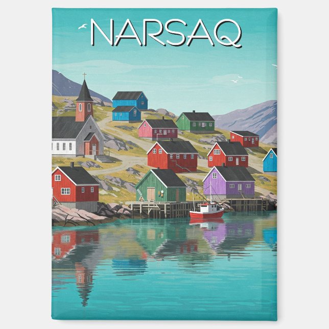 Narsaq Grönland Travel Magnet (Vorderseite)