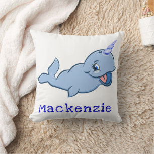 Narwal Blau   Liebliches Baby Kawaii Individueller Kissen