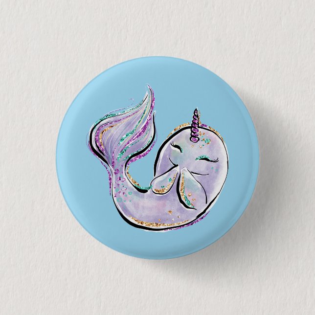 Narwal Der Einhornwal Button (Vorderseite)