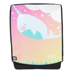 Narwal Ozean Wal und Wolken Ombre Anfangsname Rucksack