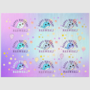 Narwal Sternparty Lila Blau Ombre Personalisiert  Seidenpapier