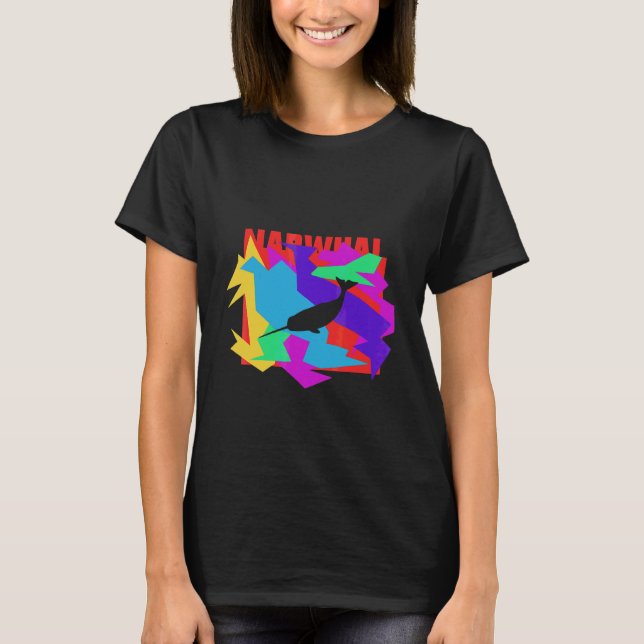 Narwal Tier Mosaik Puzzle T-Shirt (Vorderseite)