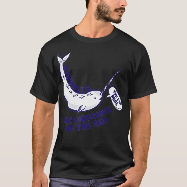 Narwals die Einhörner des T-Shirts Funny Fish (Vorderseite)