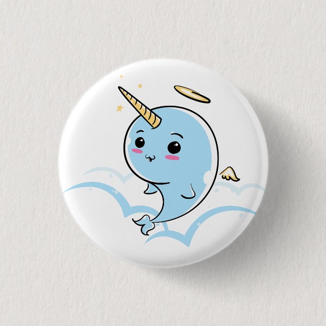 Narwhal Angel Süsse Button (Vorderseite)