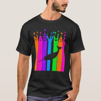 Narwhal Animal Rainbow Buble mit Silhouette T-Shirt