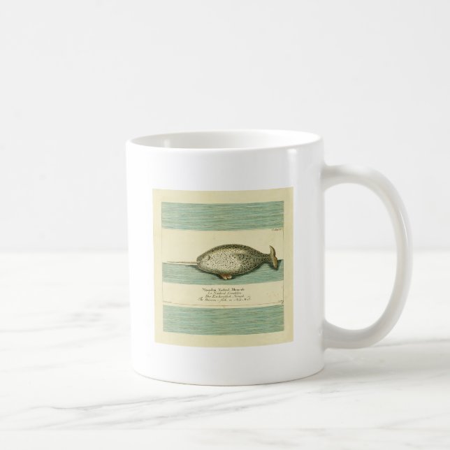 Narwhal Antique Whale Watercolor Wissenschaftliche Kaffeetasse (Rechts)