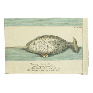 Narwhal Antique Whale Watercolor Wissenschaftliche Kissenbezug
