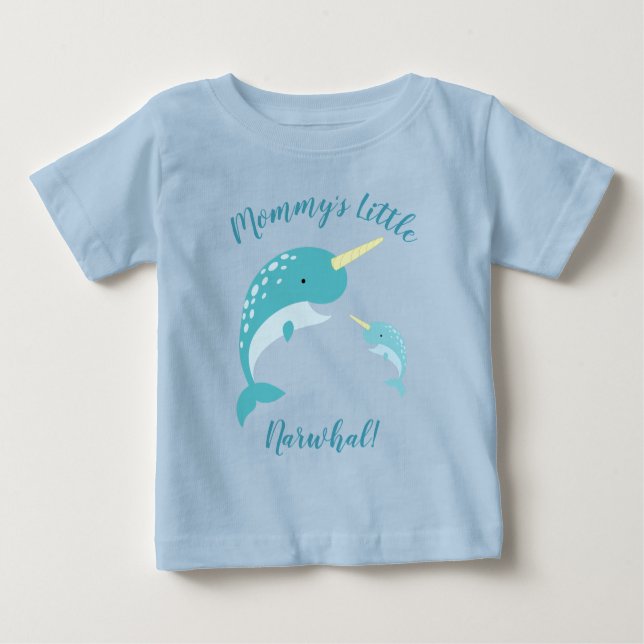 Narwhal Baby Shower Blue Boy Whale T-shirt (Vorderseite)