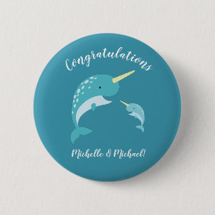 Narwhal Baby Shower Button