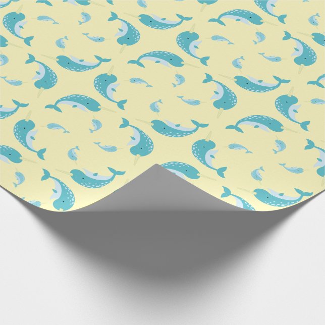 Narwhal Baby Shower Geschenkpapier (Ecke)