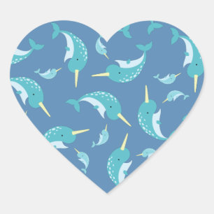 Narwhal Baby Shower Herz-Aufkleber