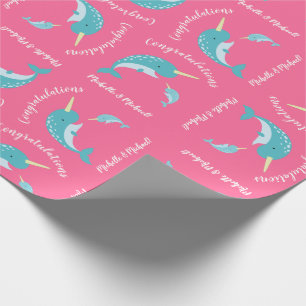 Narwhal Baby Shower Pink Girl Geschenkpapier