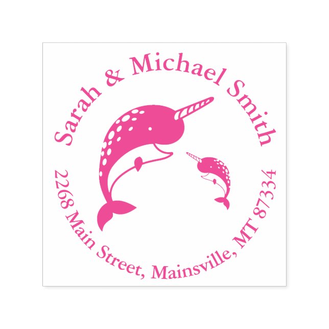 Narwhal Baby Shower Pink Girl Whale Permastempel (Design)