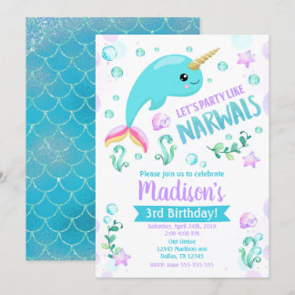 Narwhal Birthday Einladung Magisches Party
