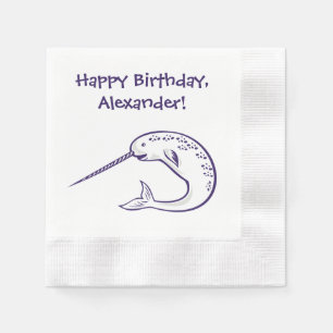 Narwhal Birthday Party Custom Paper Napkins Serviette