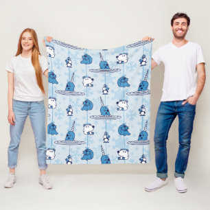 Narwhal Blue Snowflake Pattern Fleecedecke