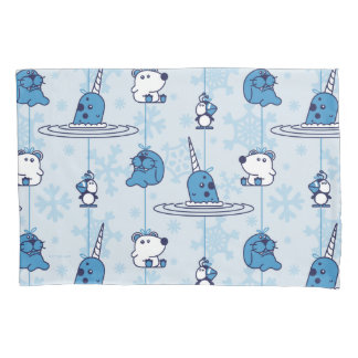 Narwhal Blue Snowflake Pattern Kissenbezug