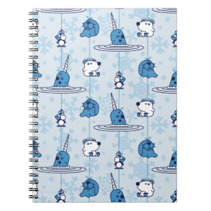 Narwhal Blue Snowflake Pattern Notizblock