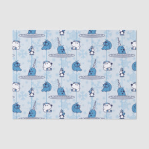 Narwhal Blue Snowflake Pattern Seidenpapier