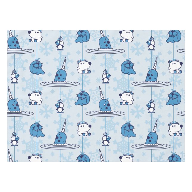 Narwhal Blue Snowflake Pattern Tischdecke (Vorderseite (Horizontal))