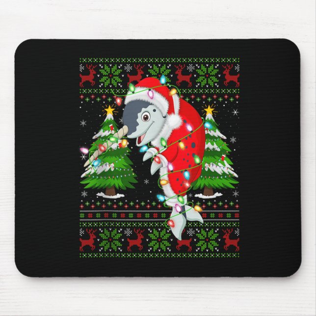 Narwhal Christmas Lights Santa Costume Ugly Xmas S Mousepad (Vorne)