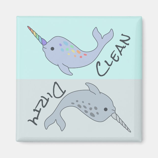 Narwhal Clean Dirty Geschirrspüler Magnet (Vorne)