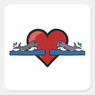 Narwhal Couple Quadratischer Aufkleber