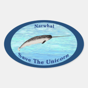 Narwhal - Das Einhorn Gerettet Ovaler Aufkleber