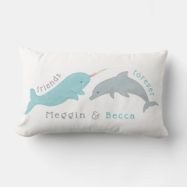 Narwhal Dolphin Friends Forever Pillow Lendenkissen (Vorderseite)