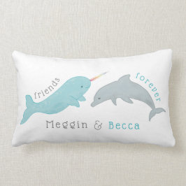 Narwhal Dolphin Friends Forever Pillow Lendenkissen