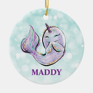 Narwhal Einhorn des Meeres Niedliche Kinder Keramik Ornament