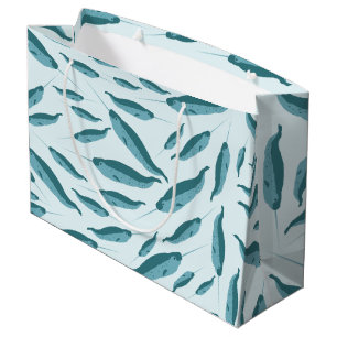 Narwhal im Muster des blauen Ozeans Große Geschenktüte