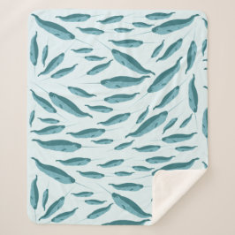 Narwhal im Muster des blauen Ozeans Sherpadecke