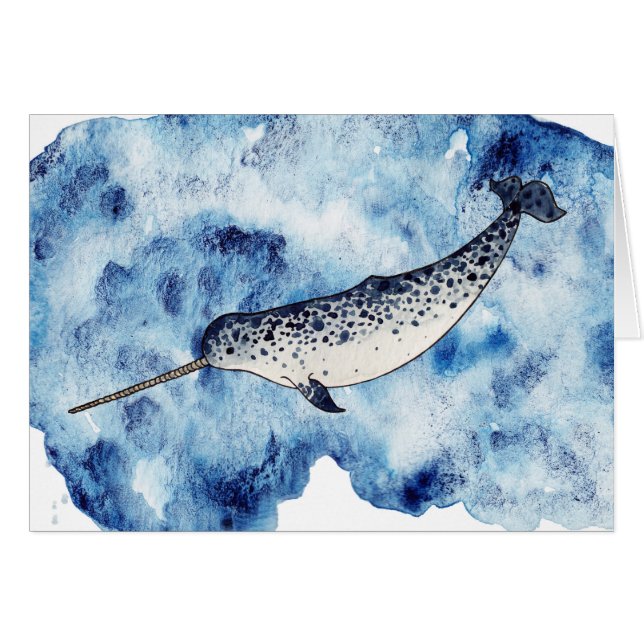 Narwhal in einem Spritzen der Wasserfarbe (Vorderseite (Horizontal))