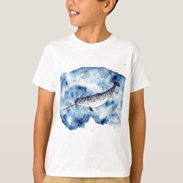 Narwhal in einem Spritzen der Wasserfarbe T-Shirt (Vorderseite)