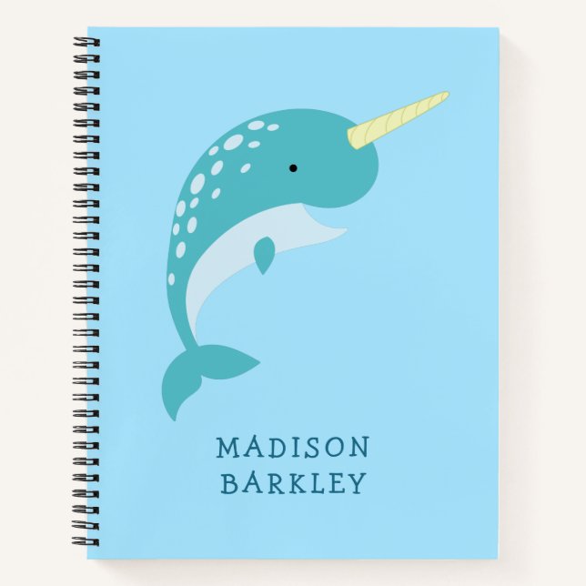 Narwhal Kid's Niedlicher Wal Notizbuch (Vorderseite)