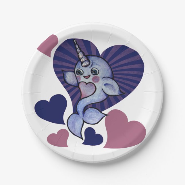 Narwhal-Liebe Pappteller (Vorderseite)